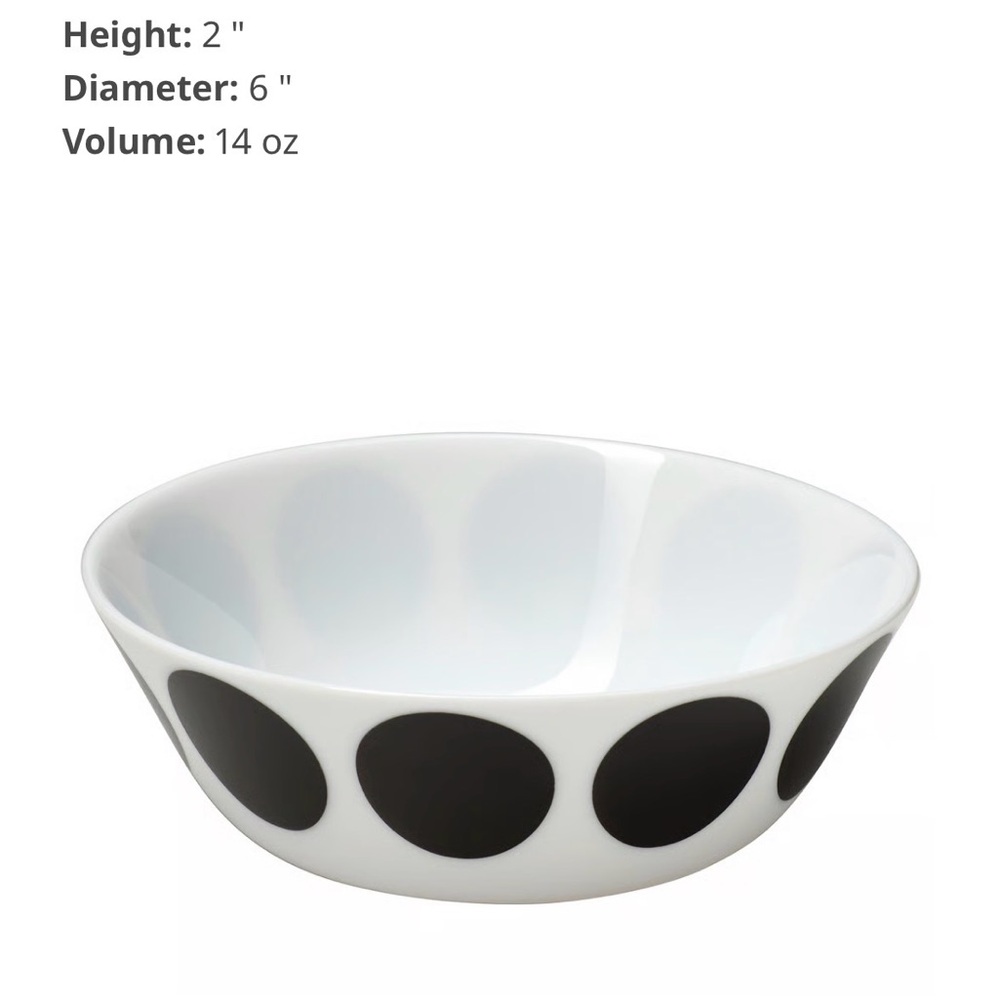 4 piece IKEA White & black Bowl w Black Dot Pattern for cereal soup oatmeal new - Picture 9 of 9